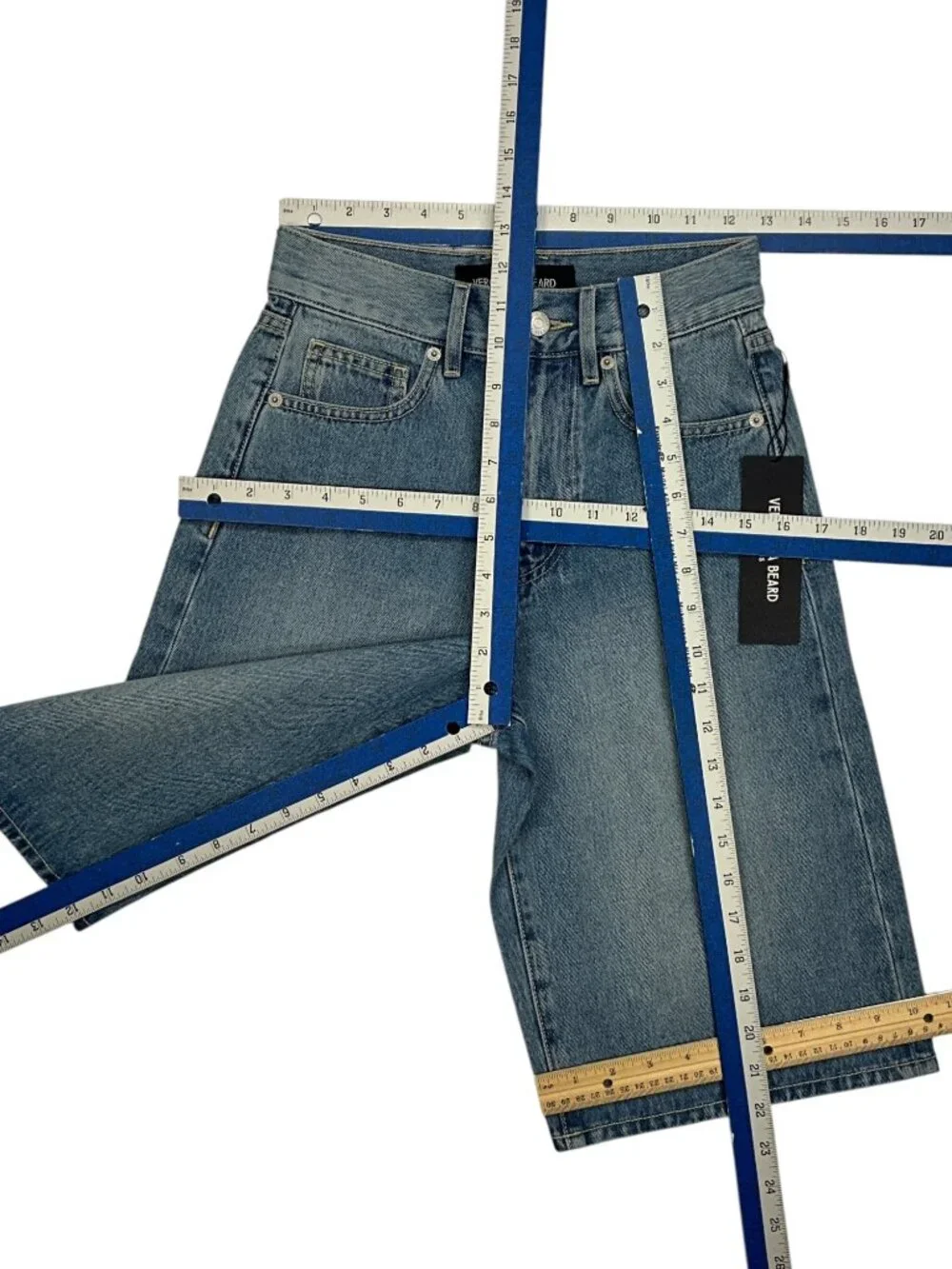 Veronica Beard Charlotte High Rise Bermuda Denim Shorts 24 Jorts Blue NEW